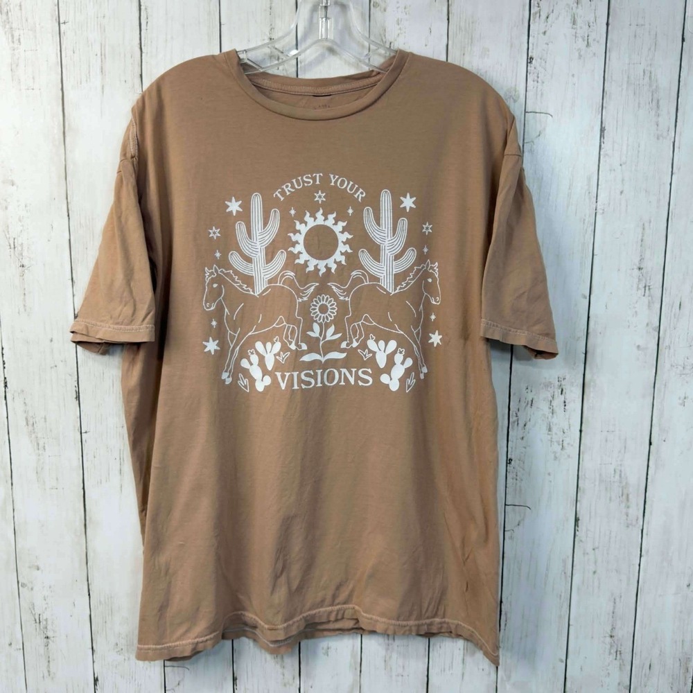 PacSun LA "Trust Your Visions" Women's Graphic Tee Brown Cotton Size OS